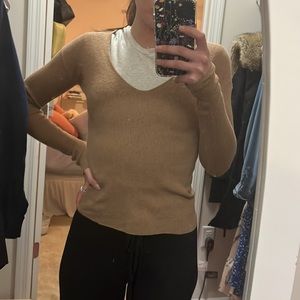 Babaton Wool V-Neck sweater, brown, size XS